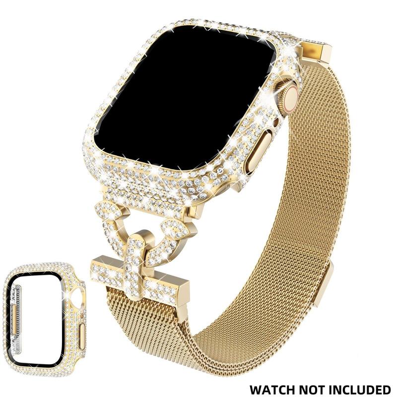 Magnetic Watch Band & Case Set, Fashion Watch Band & Case Set for Women, Wearable Accessories Compatible with Apple Watch Series 9 8 7